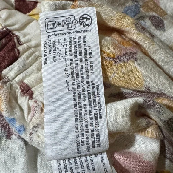 Abercrombie & Fitch Floral linen Peplum Blouse Small Puff Sleeve Cottagecore - Picture 6 of 6